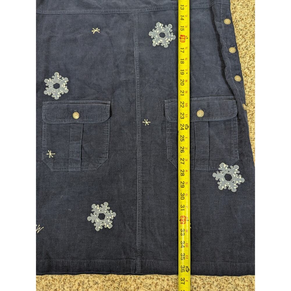 Vintage Navy Blue Corduroy Jumper Size Medium Painted Snowmen Snowflakes Blue J - Picture 8 of 10